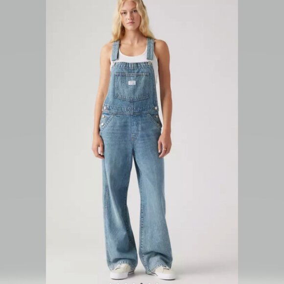 Levi's Premium Full Length Baggy Overalls in Lasting Imprint S and L NWT - Picture 4 of 13